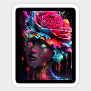 Woman rose artwork Sticker